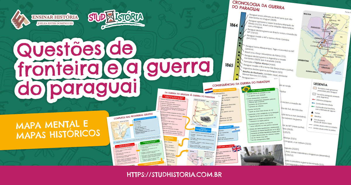 Questões de fronteira e Guerra do Paraguai: 3 mapas mentais - StudHistória
