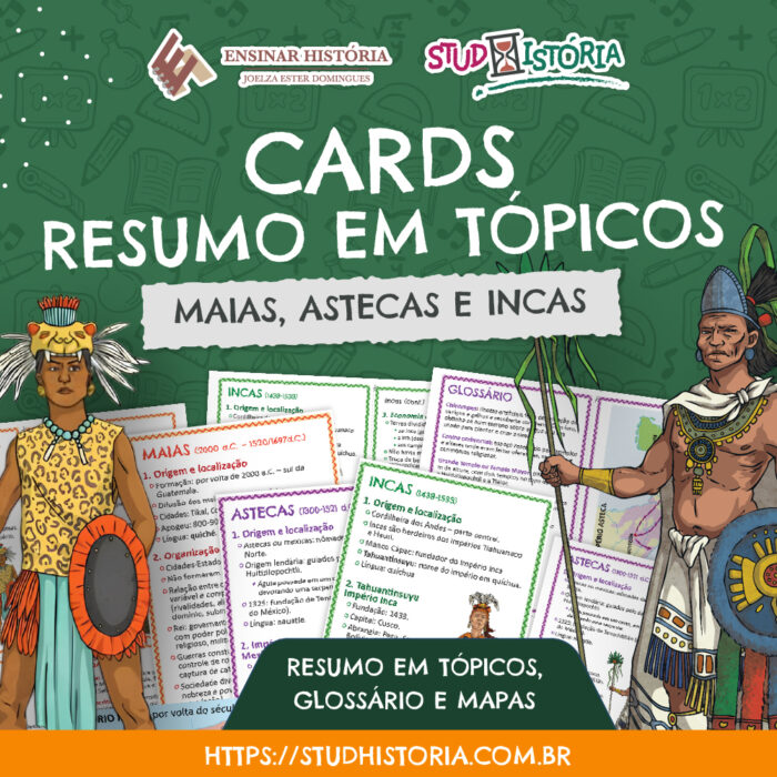 Maias, astecas e incas no formato de cartões.