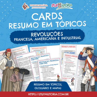Revoluções do século XVIII no formato de cartões.